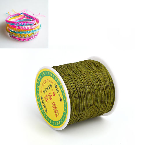 Picture of Polypropylene Fiber Chinese Knotting Cord Friendship Bracelet Cord Rope Olive Green 1mm, 1 Roll (Approx 100 Yards/Roll)