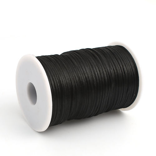 Picture of Polyester Jewelry Cord Rope Black 2mm( 1/8"), 1 Roll (Approx 100 Yards/Roll)