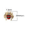 Picture of Zinc Based Alloy Charms Halloween Spider Animal Gold Plated Red Clear Rhinestone Enamel 22mm( 7/8") x 20mm( 6/8"), 5 PCs