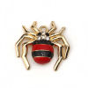 Picture of Zinc Based Alloy Charms Halloween Spider Animal Gold Plated Red Clear Rhinestone Enamel 22mm( 7/8") x 20mm( 6/8"), 5 PCs