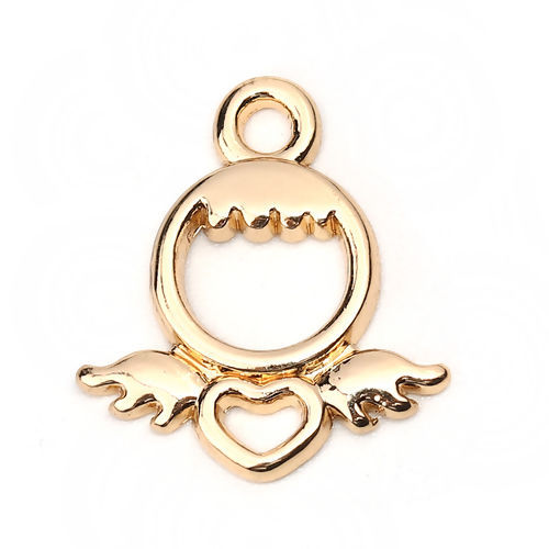 Picture of Zinc Based Alloy Charms Angel Gold Plated 18mm( 6/8") x 16mm( 5/8"), 20 PCs