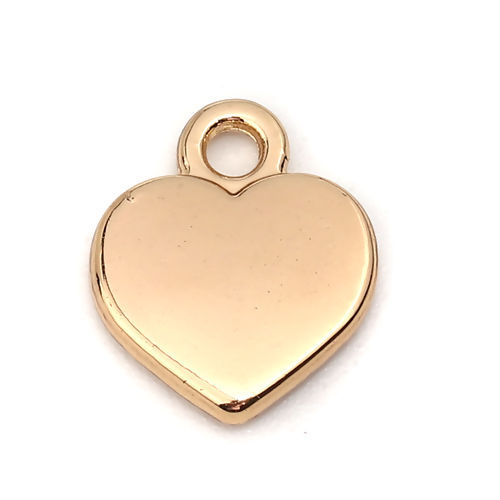 Heart Beads (5pcs) (12mm x 11mm / Antique Gold) Valentines Love