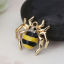 Picture of Zinc Based Alloy Charms Halloween Spider Animal Gold Plated Yellow Clear Rhinestone Enamel 22mm( 7/8") x 20mm( 6/8"), 5 PCs