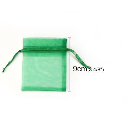 Image de Cadeau de Mariage Sachets en Organza Rectangle Vert (Espace Utilisable: 7x7cm) 9cm x 7cm, 50 Pcs