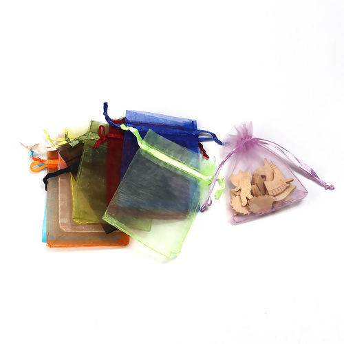 Image de Cadeau de Mariage Sachets en Organza Rectangle Couleur au Hasard (Espace Utilisable: 7x7cm) 9cm x 7cm, 50 Pcs