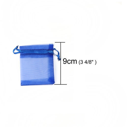 Image de Cadeau de Mariage Sachets en Organza Rectangle Bleu (Espace Utilisable: 7x7cm) 9cm x 7cm, 50 Pcs