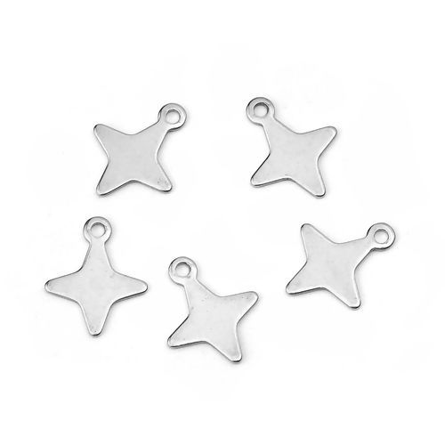 304ステンレス鋼 チャーム 星 シルバートーン 13mm x 11mm、 20 個 の画像