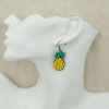 Picture of Acrylic Earrings Black Yellow Pineapple/ Ananas Fruit 45mm(1 6/8") x 17mm( 5/8"), Post/ Wire Size: (22 gauge), 1 Pair