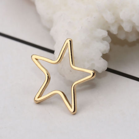 Image de Connecteurs en Laiton Etoile Plaqué Or Véritable 14mm x 13mm, 20 Pcs