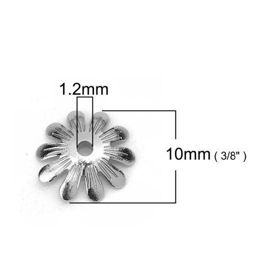Imagen de Latón Tapón de cuentas Flor Oro Real Chapado (Apta la Cuenta: 12mm Dia.) 10mm x 10mm, 20 Unidades