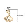 Bild von Messing Charms Ginkgo Blatt Echtgold plattiert 11mm x 8mm, 5 Stück
