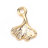 Bild von Messing Charms Ginkgo Blatt Echtgold plattiert 11mm x 8mm, 5 Stück