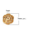 Picture of Brass Beads Caps Flower 18K Real Gold Plated (Fit Beads Size: 8mm Dia.) 7mm( 2/8") x 7mm( 2/8"), 10 PCs