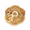 Picture of Brass Beads Caps Flower 18K Real Gold Plated (Fit Beads Size: 8mm Dia.) 7mm( 2/8") x 7mm( 2/8"), 10 PCs