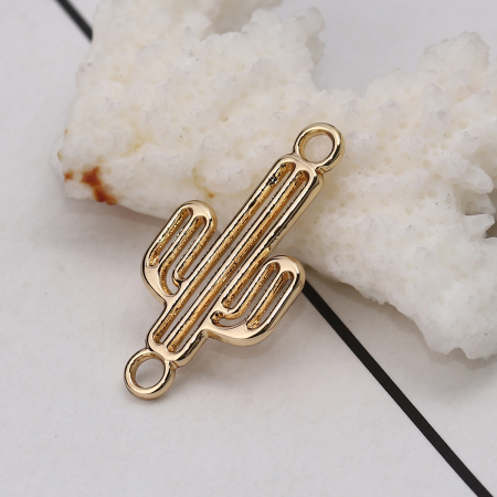 Image de Connecteurs en Alliage de Zinc Cactus Doré 27mm x 13mm, 20 Pcs