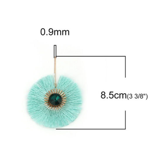 Picture of Polyester Tassel Pendants Flower Gold Plated Multicolor Faceted About 8.5cm(3 3/8") x 6.5cm(2 4/8"), 2 PCs