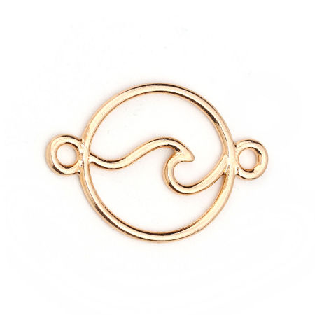 Picture of Zinc Based Alloy Connectors Round Gold Plated Wave 28mm x 20mm, 20 PCs