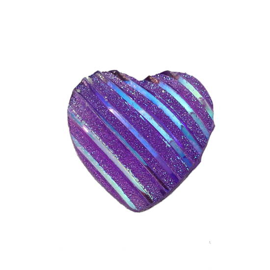 Imagen de Resina AB Rainbow color Aurora Borealis Dome Seals Cabochon Corazón Púrpura Raya (Ajusta Brillo ) Diámetro: 16mm x 16mm, 100 Unidades