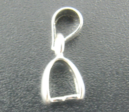 Zinc Based Alloy Pendant Pinch Bails Clasps Silver Plated 15mm x 5mm, 30 PCs