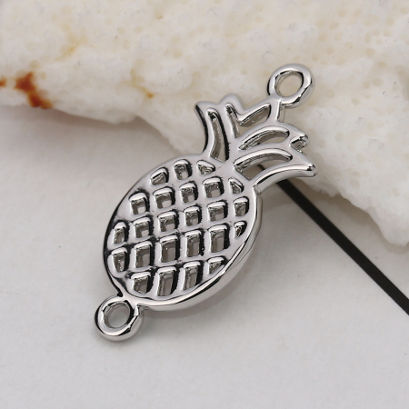 Image de Connecteurs en Alliage de Zinc Ananas Argent Mat 26mm x 13mm, 20 Pcs