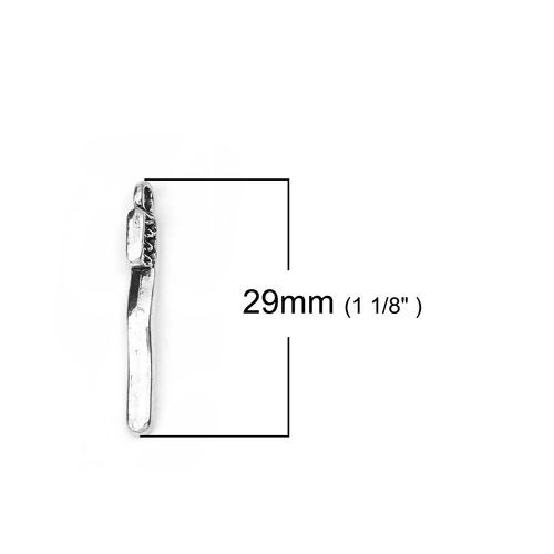 Imagen de Zamak Colgantes Charms Cepillo de dientes Plata Antigua 29mm x 5mm, 50 Unidades