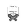 Picture of Zinc Based Alloy Charms Butterfly Animal Antique Silver Color 25mm(1") x 21mm( 7/8"), 30 PCs