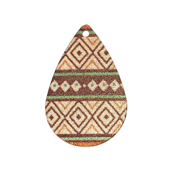 Imagen de Hierro Pintura de esmalte Colgantes Charms Gota Chapado en Oro Negro Garabatear Polvo Estelar 28mm x 18mm, 10 Unidades
