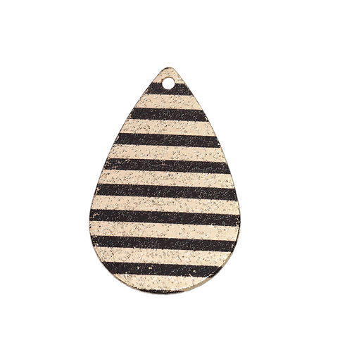 Imagen de Hierro Pintura de esmalte Colgantes Charms Gota Chapado en Oro Negro Garabatear Polvo Estelar 28mm x 18mm, 10 Unidades