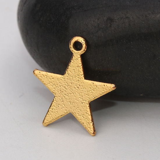 真鍮 チャーム 五芒星 銀メッキ スターダスト 14mm x 13mm、 10 個 の画像