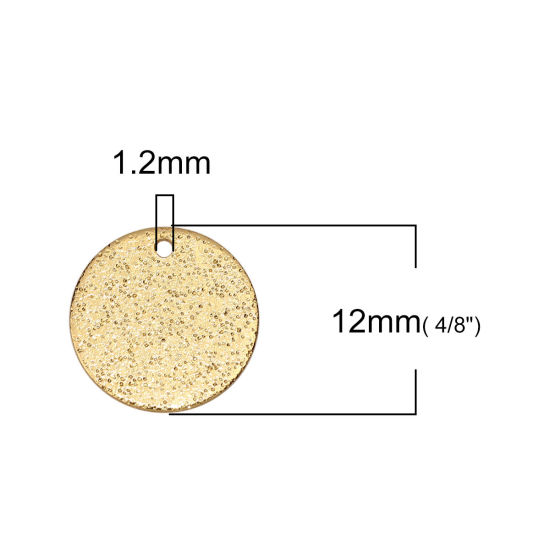 Picture of Brass Charms Round Gold Plated Sparkledust 12mm( 4/8") Dia, 10 PCs                                                                                                                                                                                            