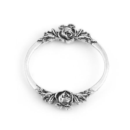 Picture of Zinc Based Alloy Connectors Oval Antique Silver Color Rose Flower 30mm x 28mm, 10 PCs