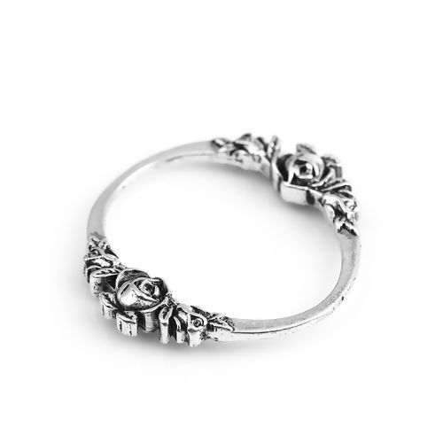 Picture of Zinc Based Alloy Connectors Oval Antique Silver Color Rose Flower 30mm x 28mm, 10 PCs