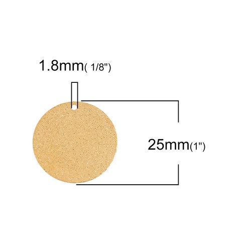 Picture of Brass Charms Round Gold Plated Sparkledust 25mm(1") Dia, 10 PCs                                                                                                                                                                                               