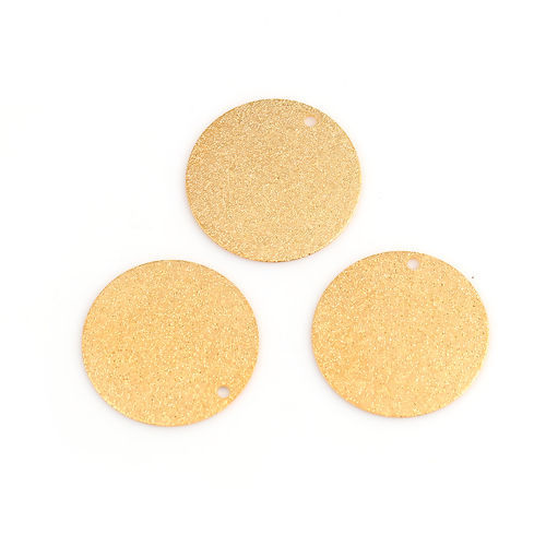 Picture of Brass Charms Round Gold Plated Sparkledust 25mm(1") Dia, 10 PCs                                                                                                                                                                                               