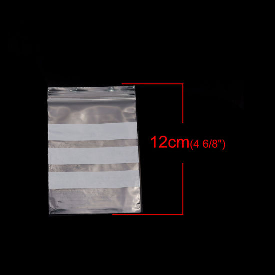 Picture of PVC Zip Lock Bags Rectangle Transparent Clear With Write-On Strips (Useable Space: 10.8x8cm) 12cm x8cm(4 6/8" x3 1/8"), 100 PCs