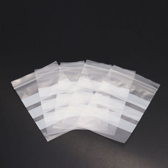Picture of PVC Zip Lock Bags Rectangle Transparent Clear With Write-On Strips (Useable Space: 10.8x8cm) 12cm x8cm(4 6/8" x3 1/8"), 100 PCs
