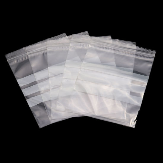 Picture of PVC Zip Lock Bags Rectangle Transparent Clear With Write-On Strips (Useable Space: 15x12cm) 16.5cm x12cm(6 4/8" x4 6/8"), 100 PCs
