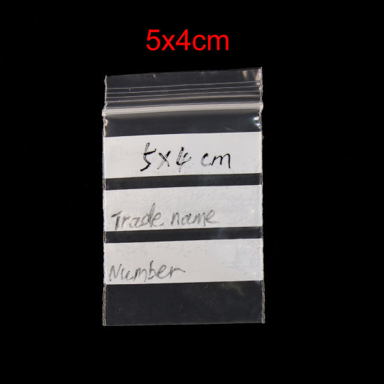 Picture of PVC Zip Lock Bags Rectangle Transparent Clear With Write-On Strips (Useable Space: 5x4cm) 6.2cm x4cm(2 4/8" x1 5/8"), 300 PCs
