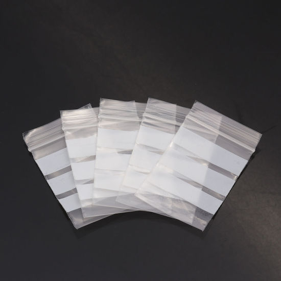 Picture of PVC Zip Lock Bags Rectangle Transparent Clear With Write-On Strips (Useable Space: 5x4cm) 6.2cm x4cm(2 4/8" x1 5/8"), 300 PCs