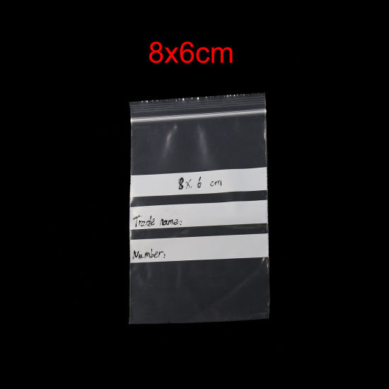 Picture of PVC Zip Lock Bags Rectangle Transparent Clear With Write-On Strips (Useable Space: 8x6cm) 9.4cm x6cm(3 6/8" x2 3/8"), 200 PCs