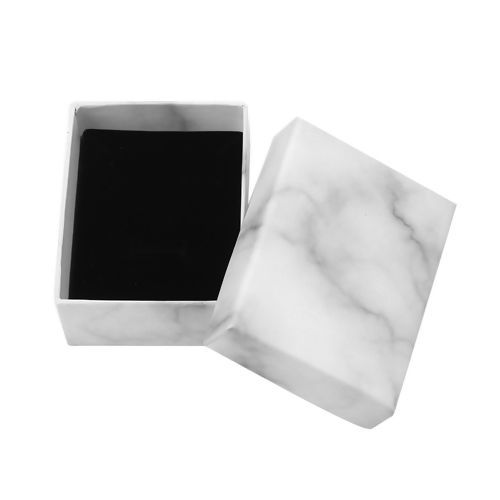 Picture of Paper & Sponge Jewelry Earrings Gift Boxes Rectangle White 90mm(3 4/8") x 70mm(2 6/8") , 2 PCs