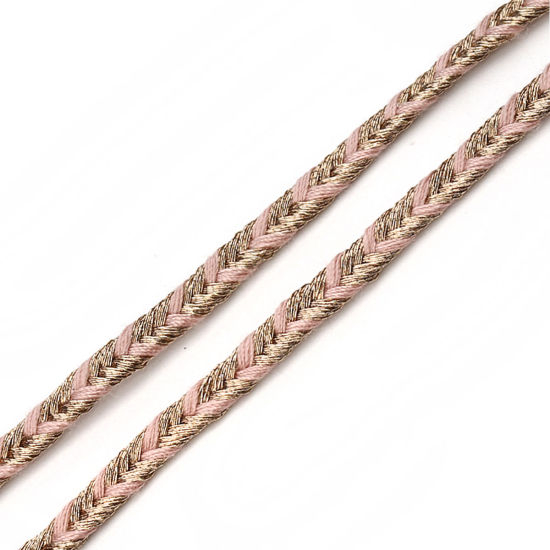 Picture of Polyester Jewelry Braided Cord Pink 4mm( 1/8") - 3mm( 1/8"), 10 Yards