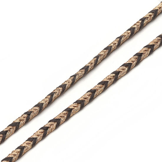 Image de Cordon Tressé en Polyester Gris 4-3mm, 10 Yards
