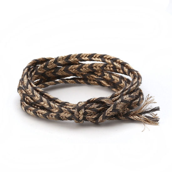 Image de Cordon Tressé en Polyester Gris 4-3mm, 10 Yards