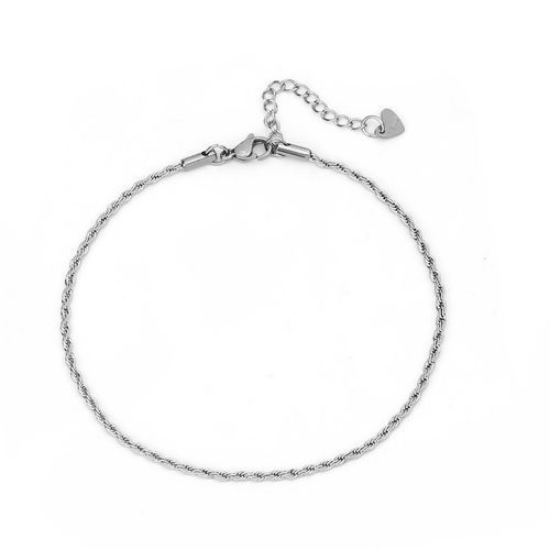 Picture of 304 Stainless Steel Braided Rope Chain Bracelets Silver Tone 23.5cm(9 2/8") long, 1 Piece