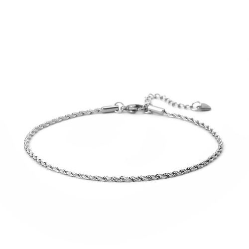 Image de Bracelets en 304 Acier Inoxydable Chaîne Maille Torsade Argent Mat 23.5cm Long, 1 Pièce