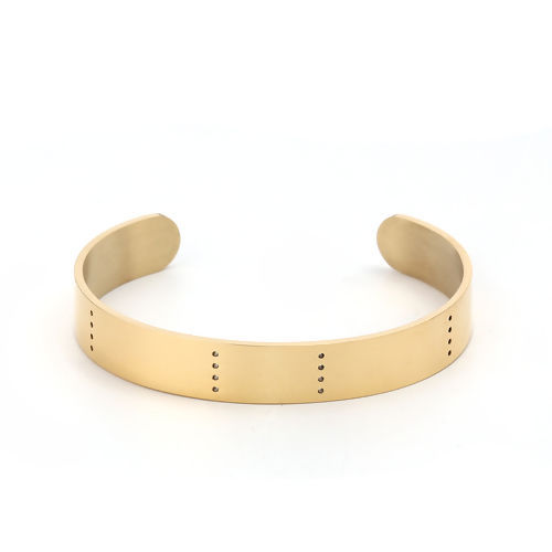 Picture of 304 Stainless Steel Open Cuff Bangles Bracelets Gold Plated 15cm(5 7/8") long, 1 Piece