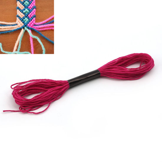 Picture of Cotton Chinese Knotting Cord Friendship Bracelet Jewelry Cord Rope Fuchsia 1mm, 2 Bundles(8M/Bundle)