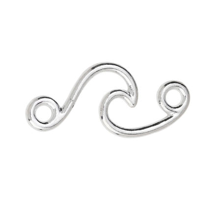 Picture of Zinc Based Alloy Connectors Wave Silver Plated 31mm x 14mm, 20 PCs