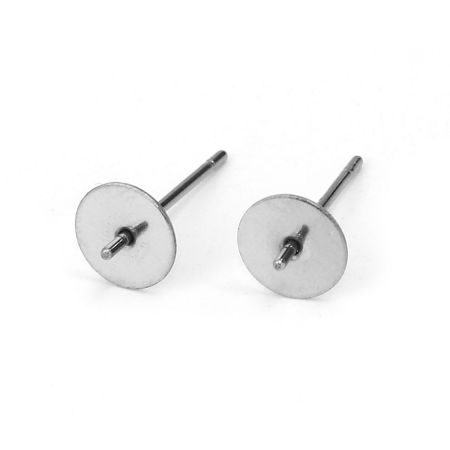 Image de Boucles d'Oreilles Puces en 304 Acier Inoxydable Rond Argent Mat 6mm Dia., Taille de Fil: (21 gauge), 30 Pcs